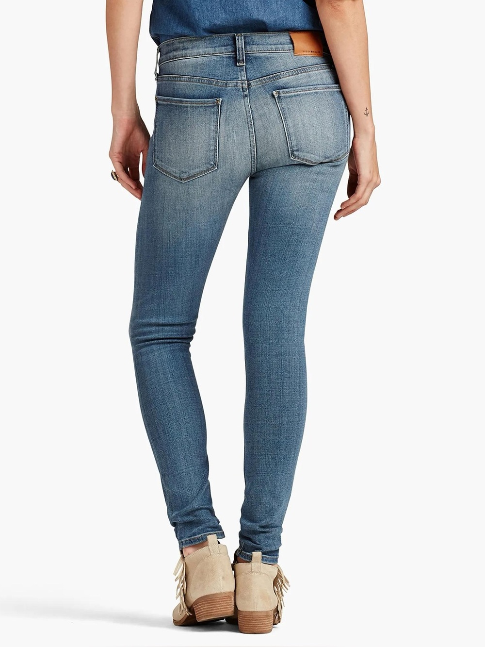 Lucky Brand Brooke Skinny Santa Rosa Faded Blue Jeans Size 10/30 Candiani Denim - Picture 4 of 13